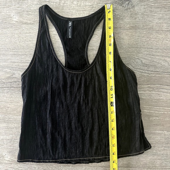 Zara Black Textured Racerback Top - Picture 3 of 6